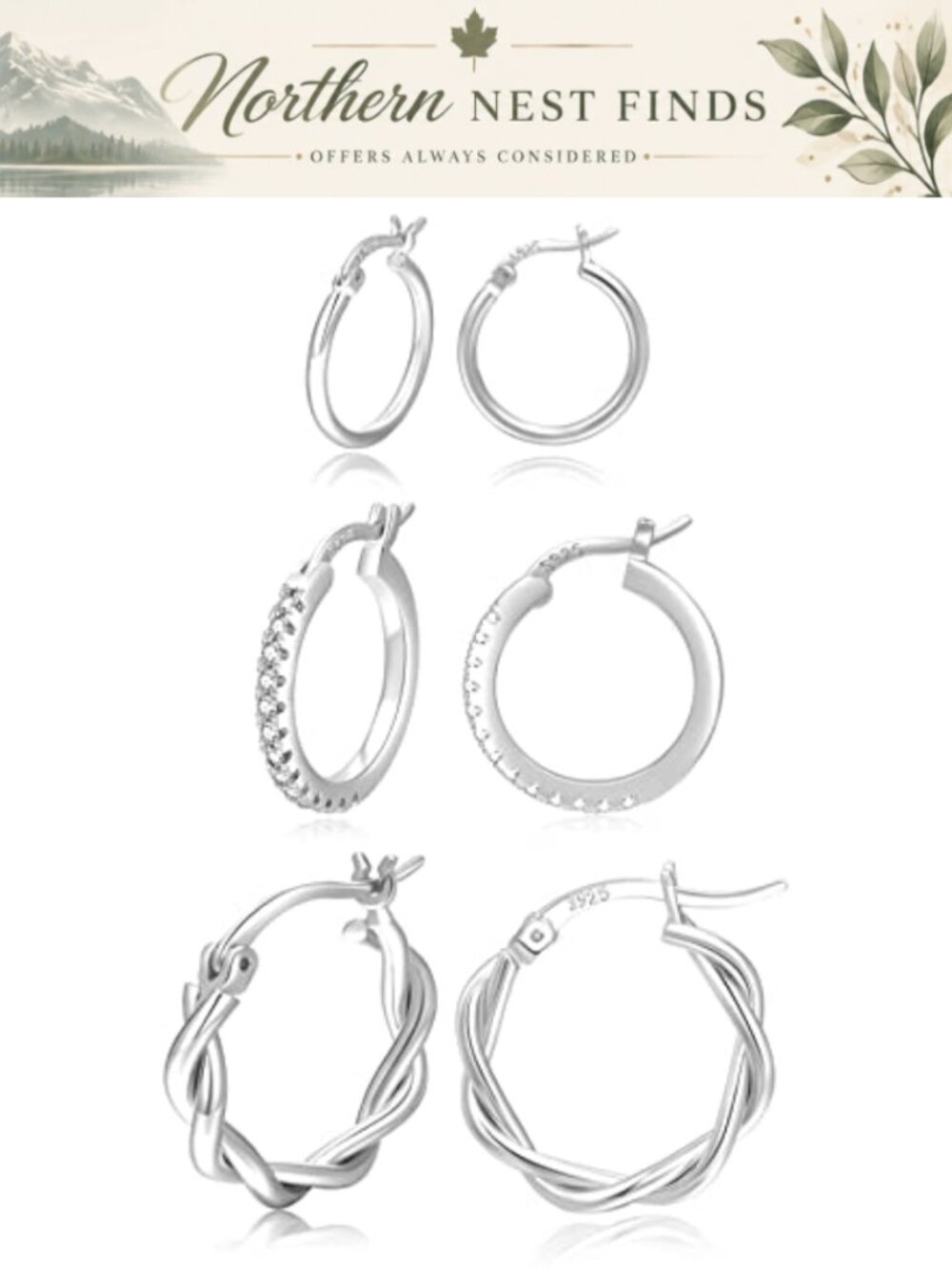 Sterling Silver Hoop Earrings Set 14k Real Gold Plated Hypoallergenic Small